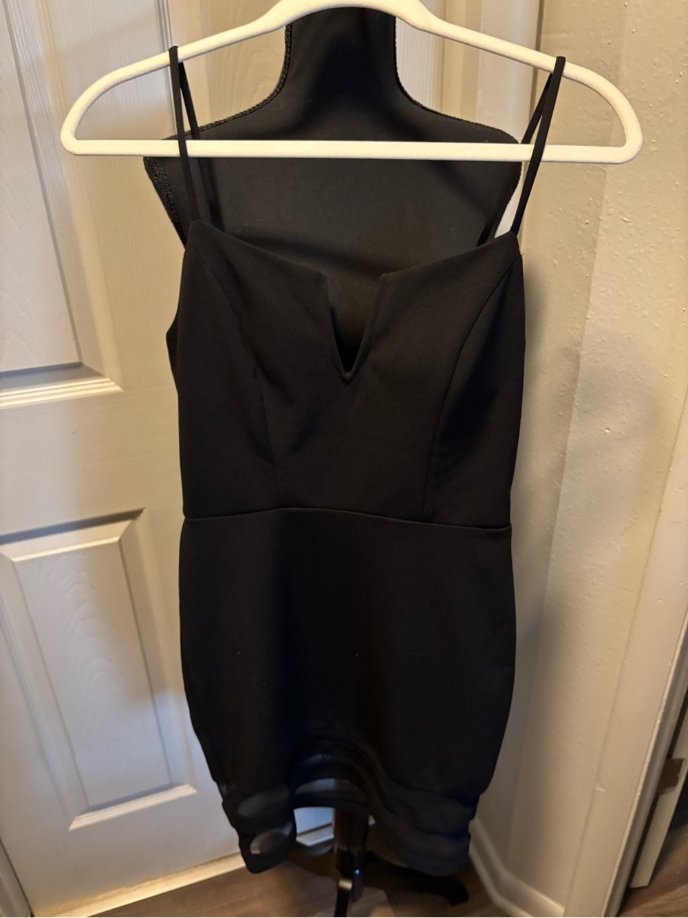 Elegant Black Spaghetti-Strap Mini Dress
